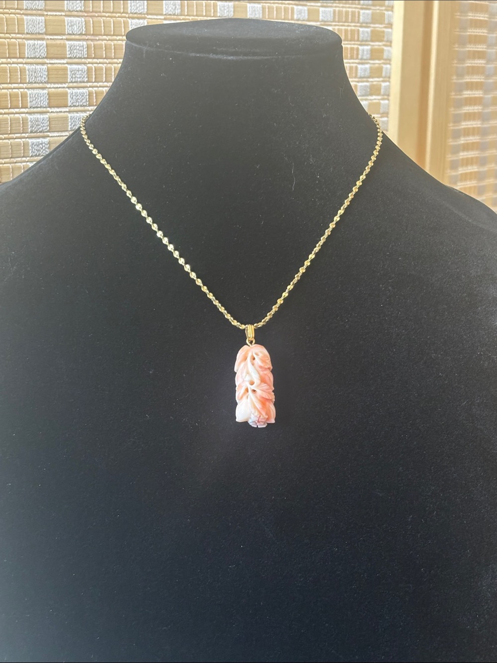 Angel Skin Carved Pink Coral Pendant - Women Jewelry - Picture 3 of 4